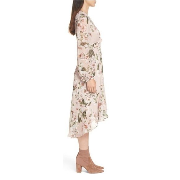 Ever New May Trim Insert Floral Print High Low Midi Dress Pink Wildflower NWT 4 - Picture 3 of 10